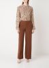 Modström blouse Nation met grafische print en ruches beige/bruin online kopen