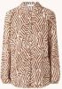 Modström blouse Nation met grafische print en ruches beige/bruin online kopen