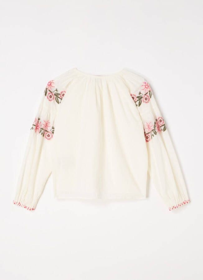 Scotch & Soda Witte Blouse Long Sleeved Flower Embroidery Top online kopen