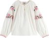 Scotch & Soda Witte Blouse Long Sleeved Flower Embroidery Top online kopen