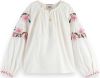 Scotch & Soda Witte Blouse Long Sleeved Flower Embroidery Top online kopen