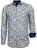 Overhemd Lange Mouw Tony Backer Italiaanse Overhemden Slim Fit Drawn Flower Pattern - online kopen