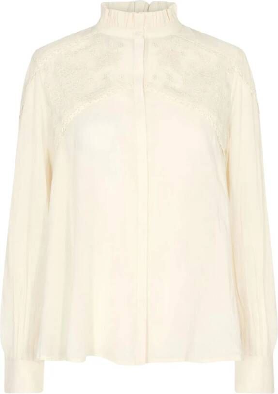 Sofie Schnoor Semi transparante blouse met borduring en opstaande kraag online kopen