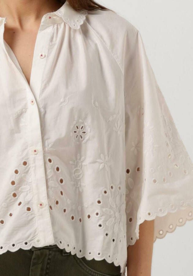 Scotch & Soda Witte Blouse Crop Shirt With Broderie Anglaise In Organic Cotton online kopen