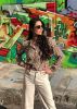 Modström blouse Nation met grafische print en ruches beige/bruin online kopen