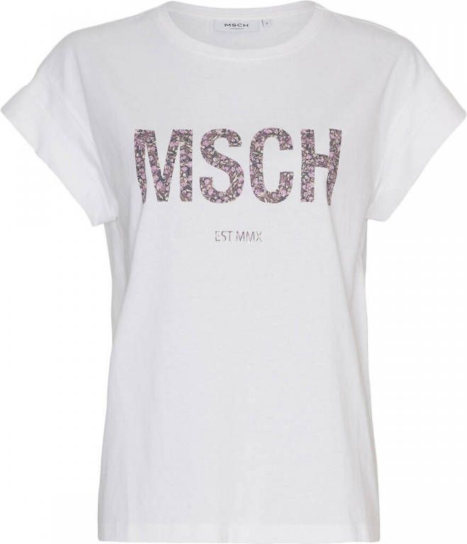 MSCH Copenhagen T shirt Alva van biologisch katoen paars/wit online kopen