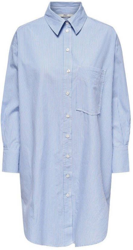 ONLY gestreepte blouse ONLMATHILDE lichtblauw/wit online kopen