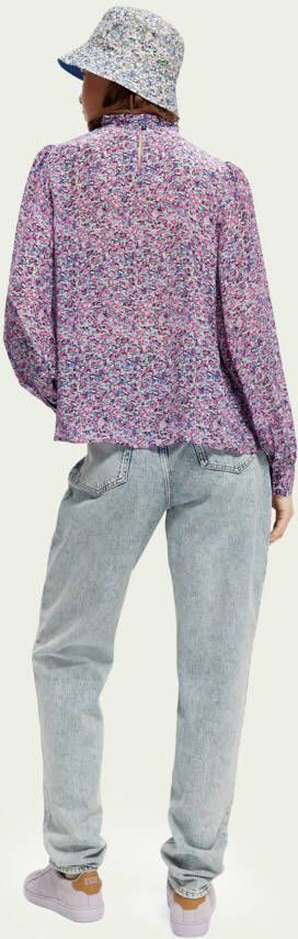 Scotch & Soda Paarse Blouse Pintuck Blouse With Ruffle Collar online kopen