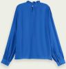 Scotch & Soda Blauwe Blouse Pintuck Blouse With Ruffle Collar online kopen