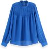 Scotch & Soda Blauwe Blouse Pintuck Blouse With Ruffle Collar online kopen