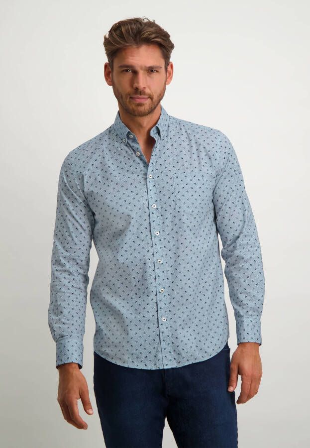 State of Art casual overhemd lichtblauw geprint katoen wijde fit online kopen