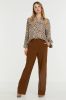 Modström blouse Nation met grafische print en ruches beige/bruin online kopen